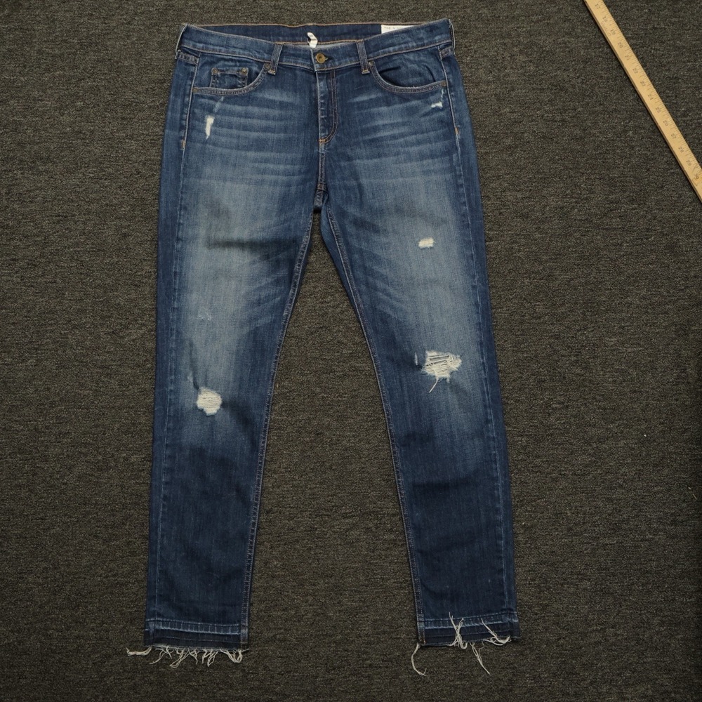 Rag & Bone Dre Slim Boyfriend Jeans Canyon Wash Distressed Tag 31 Measures 34x30